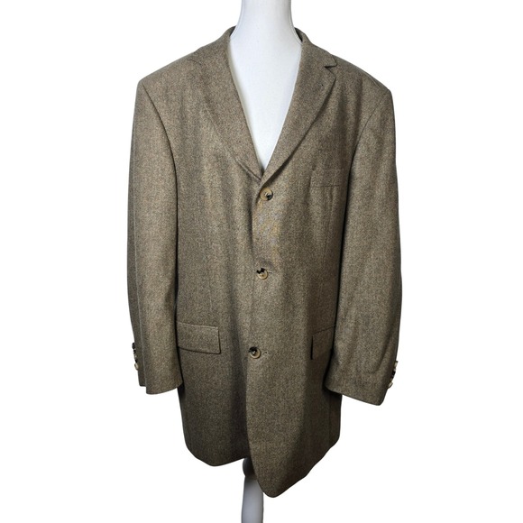 HUGO BOSS Rossellini Movie Mens Blazer Jacket Wool 46R Tweed Brown‎ USA